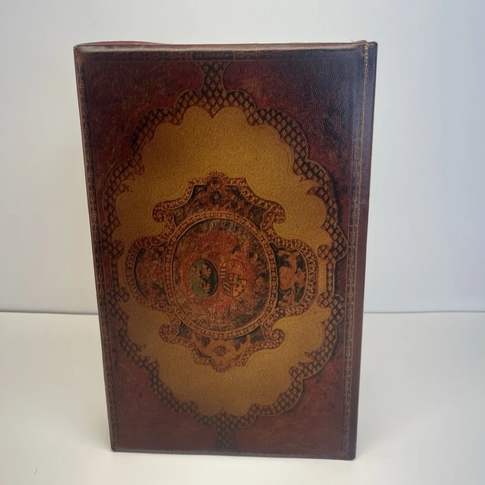 Faux Leather Large Book Box Secret Storage Keepsake Box Velvet Lined